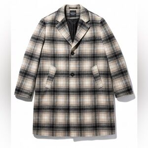 Boohoo Black and Cream Plaid Trench Coat